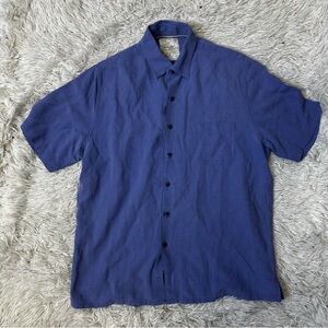 ◾️Tasso Elba Island Silk and Linen Blend Button Up Short Sleeve Shirt